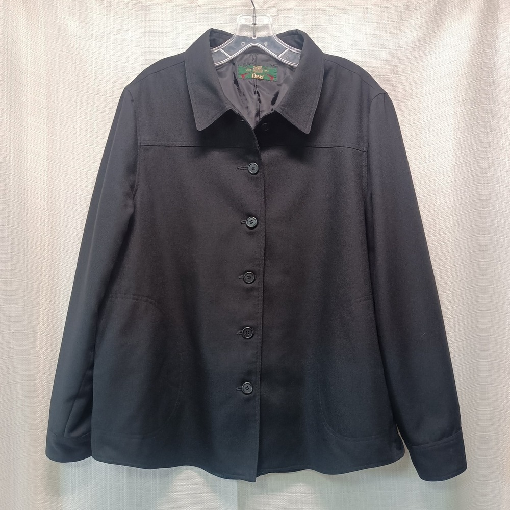 Vtg Orvis Jacket Women's 16 Black Button Up Casual USA Made Collared Preppy